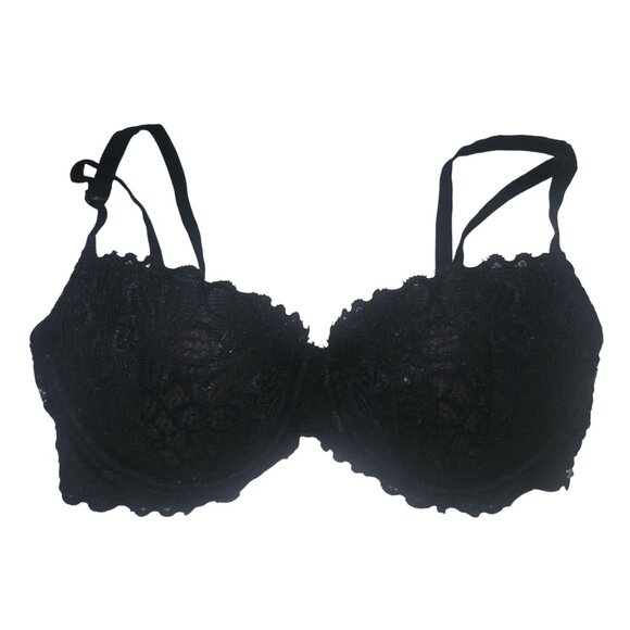 Victorias Secret Pink Black Lace 34DD Push-Up Bra‎ With Adjustable Straps - Picture 1 of 6